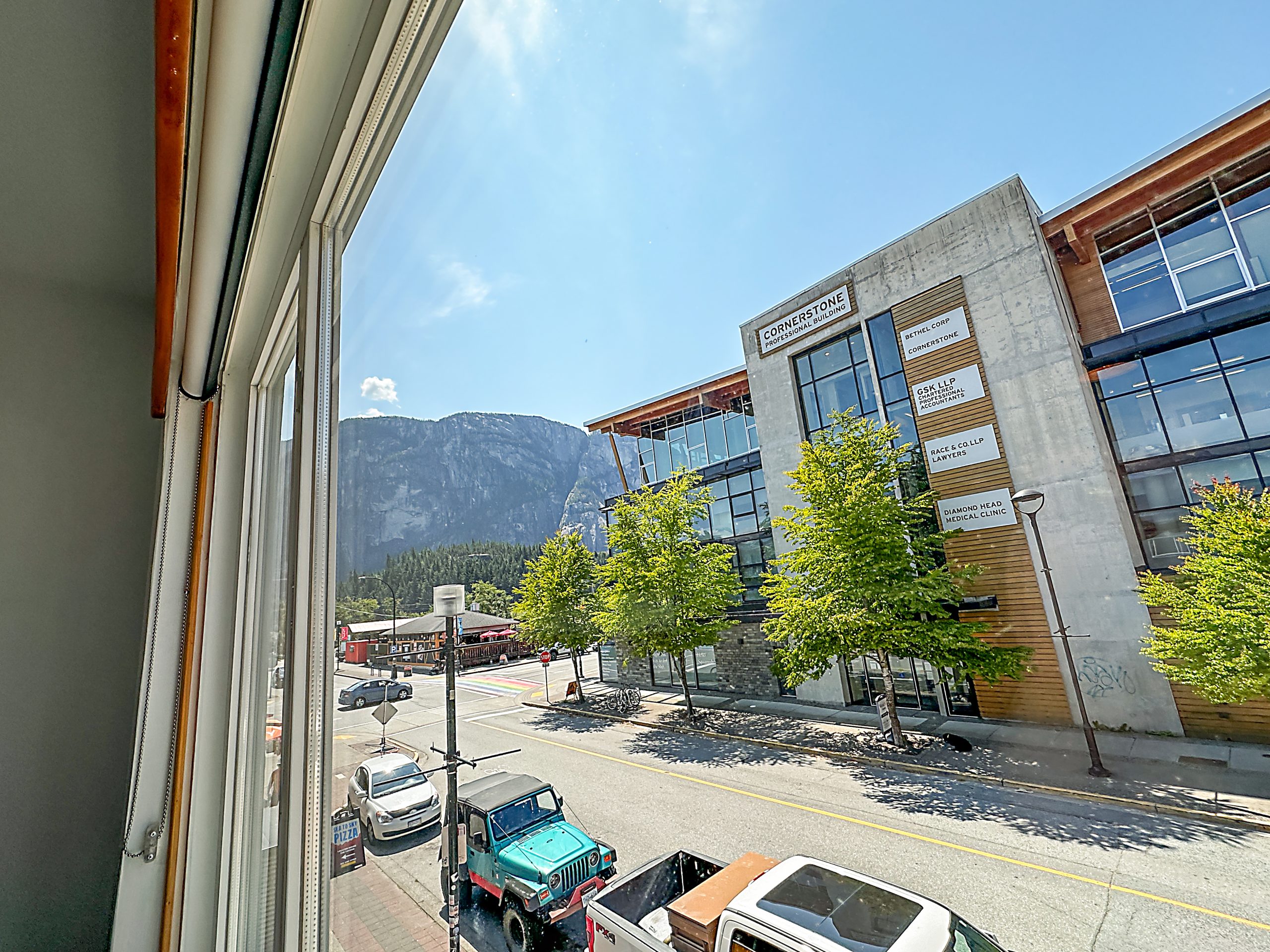 View of the Chief from a room | The Crash Hotel Squamish 