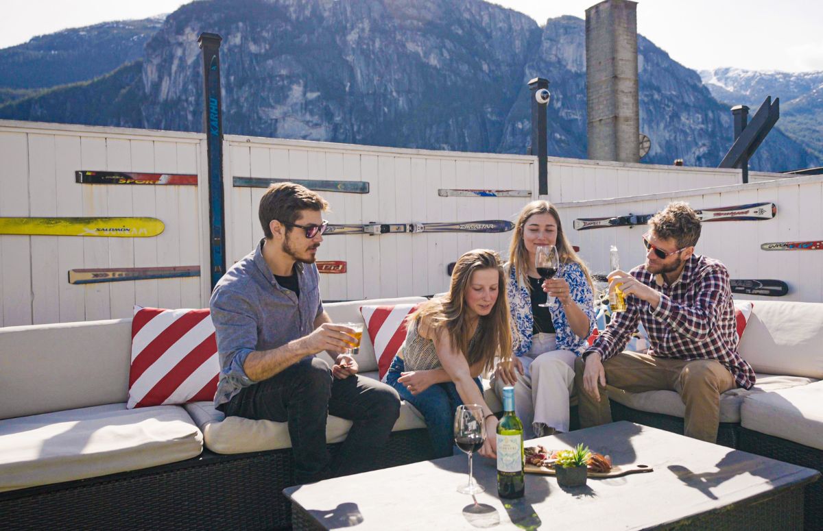 Take in the incredible views from The Crash Hotel's rooftop in Squamish. 