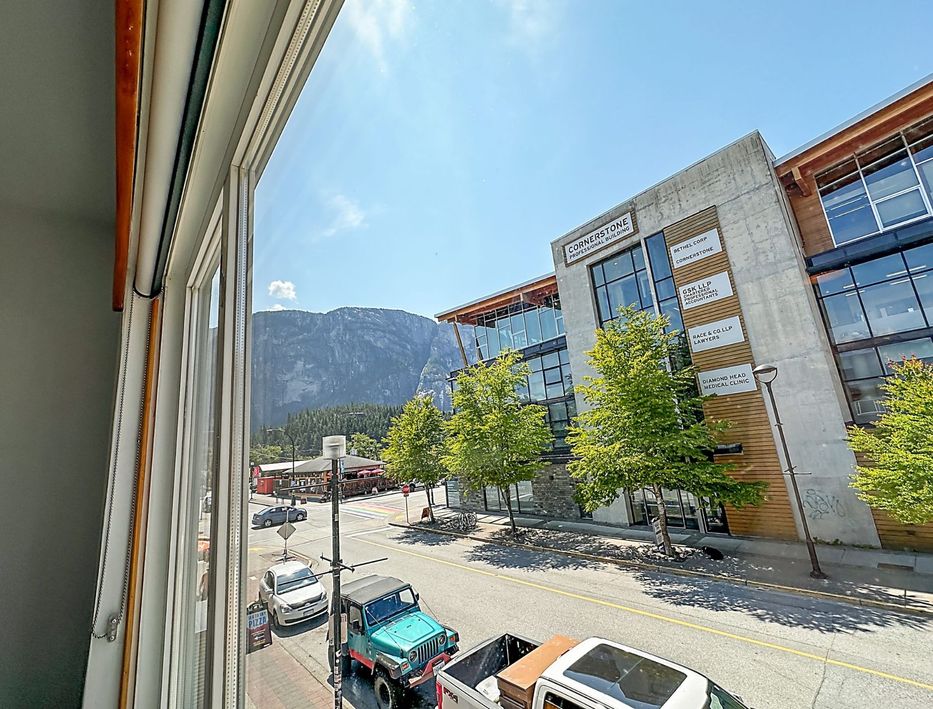 View of the Chief from a room | The Crash Hotel Squamish