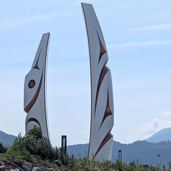 Be sure to check out all of the Squamish waterfront artwork at Sp'akw'us Feather Park when you stay at The Crash Hotel Squamish. 